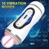 Sex Toys Massager Electric Double Hole Masturbators For Men 10 Läges Masturbating Sound Heat Voice Function Vibrator Aircraft Cup