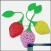 TEA STERERS 1 PC Herbal Spice Filter Kitchen Tools Stberry Accessories Infuser Ball Leaf Sile Sile Pås för bryggenhet Drop Deli Otgbd