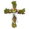 Fleurs décoratives guirlande de pâques porte croix Liliaceous décoration murale cadeaux chrétiens pour les femmes église religieuse spirituelle