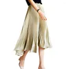 Skirts Women Fashion Spring Summer Pleated Khaki Asymmetrical Skirt Ladies Solid Clothing