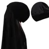 Ropa étnica 2 en 1 Hijab instantáneo Mantón de gasa con doble capa Jersey Satin Bonnet Cap Moda Musulmana Headwrap Reay para usar