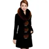 Kvinnors ull Mother Winter Woolen Coat Mid-Length2023 Jacka förtjockad medelålders Kvinnor Outwear Päls krage Överrock Kvinnlig Slim Top