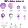 Andra dekorativa klistermärken Purple Balloon Garland Arch Kit Metallic Silver Balloons Butterfly Confetti For Birthday Wedding Party Decor 230110