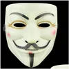 Masques de fête Halloween Horreur Grie Masque Plastique V Vendetta Fl Visage Homme Street Dance Costume Rôle Cosplay Atmosphère Props Drop Deliv Dhpsk