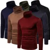 Męskie swetry Slim Fit Long Rleeve Scock Turtleck Pullover Dno Koszulka Solidna Kolor Knitte T-Shirt 221025