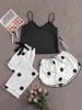 Women's Sleepwear Women's Pajamas Silk Like 3 Pieces Set Ice Sexy Camisole Shorts Long Pants Nightwear Casual Female Home Suits