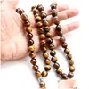 Charm Bracelets 10Mm Tiger Eye Stone Tassel Pendant 33 Prayer Beads Islamic Muslim Tasbih Mohammed Rosary For Women Men 221028 Drop Dhtbq