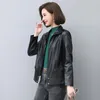 Women's Leather Women Jacket Autumn Winter Casual Fashion Stand Collar Plus Cotton Lining Slim Short Sheepskin Coat Spring Outerwear