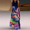 Sukienki imprezowe 2023 Kieszonkowa Nowa drukowana długa spódnica w szyku w szyku długa seksowna sukienka bez rękawów