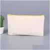 Bolsas de armazenamento sublimação em branco Canvas Zipper Lápis de lápis transferência de calor Diy Pintura bolsa Cosmética Droga Droga Home Dhhih