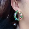 Boucles d'oreilles à tige 2023 personnalité Zircon cubique coloré éblouissant Ins grande fille fête bijoux fantaisie