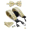 SUPENDERS HITIE 45 KOLOR SUPER FOR MEN 100 SILK BOWTIE I SET LUSURY BRĄZOWY BRAND BLACK PAISLEE FLALAL 6 CLIPS BRACES Drop de dhyqt