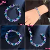 Charm Bracelets Cwwzircons Rec Purple Blue Cubic Zirconia Crystal Big Luxury For Women White Gold Plated Party Jewelry Cb283 Drop Del Dho6Y