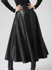 Skirt Long Fashion Leather PU Celmia Solid Office Lady Midi Elegant HighWaisted Party Bottoms 230110