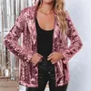 Kadınlar Suits Kadın Sequins Blazer Pulin Ceket Sıradan Uzun Kollu Büyük ve Uzun Zip Süet Hafif Yumuşak