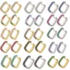 Hoop Earrings QMHJE 1 Pair For Women CZ Rainbow Jewelry Gold Silver Color Geometric Rectangle Square Hoops Earing Aretes Small