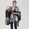 Scarves Stylish Large Plaid Print Women Scarf Luxury Cashmere Useful Pashmina Female Warm Shawl Wrap Lady Blanket Poncho 2023