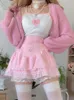 Kjolar iamty coquette estetisk mini kjol rosa kaskad ruffle aline knappar laceup kawaii japansk fairycore outfit y2k 230110