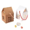 Opakowanie prezentów 2050pcs Kraft Paper Wedding Favor Favors Pordeble Torby Mały dom w kształcie domu pudełko urodzinowe