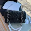 CC Bag Classic Black Caviar Cowhide Flap Bags Designer Quilted Diamond Silver Gold Hardware Luxus-Geldbörsen Schlüsseletui Kartenhalter Geldbörsen Vintage Shoulder Sacoche La