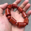 Strand Natural Red South Agate Jade Bangle Handcarved Beads Bracelet For Women Men Gift Bangles 16mm