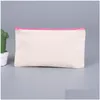 Bolsas de armazenamento sublimação em branco Canvas Zipper Lápis de lápis transferência de calor Diy Pintura bolsa Cosmética Droga Droga Home Dhhih