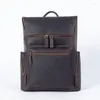 School Bags AETOO Retro Crazy Horse Leather Backpack Male Personality Manual Original First Layer Cowhide Computer Bag