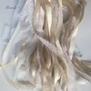 Banner Flags 302010pcslot Champagne jute lace wedding Ribbon Wands stick Confetti Stream with big sliver Bells for party 230110