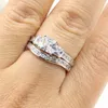 Cluster Rings Rulalei Stunning Fashion Jewelry Couple 10KT White Gold Fill Three Stone Princess Cut Clear CZ Wedding Bridal Ring