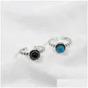 Anelli in argento vintage con agata nera e turchese 100 925 sterling sier Anello di dichiarazione regolabile per le donne Gioielli retrò Consegna di goccia Dhtvy