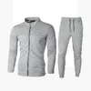 Men's Tracksuits Men's Casual Two Piece Suit Spring Autumn Outdoor Sports Solid Color Pleated Cardigan Jacket Coat Trousers Pants Sets
