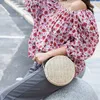 Torby wieczorowe Kobiety słoma okrągłe torebki Summer rattan plażowa torba tkanina okrągła bohemia torebka moda zamek błyskawiczny boho boho