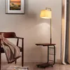 Floor Lamps USB Wireless Charging Wood Bracket Design Living Room Led With Shelf Bedroom Bedside Lamp Study Standing Lights