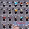 Keychains Lanyards 17Pcsset Solar System Set Planet Keyring Galaxy Neba Star Keychain Moon Earth Picture Double Side Glass Ball Ke Dhz7M