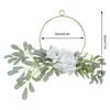 Decorative Flowers Metal Hangings Hoop Wreath Garland For Front Door Floral Hydrangea White And Willow Leaves Vine