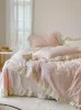 寝具セットフレンチプリンセススタイル彫刻牛乳繊維4ピースセット冬のサンゴフリース濃厚両面フランネル