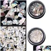 Stickers stickers 7 stcs/set natuurlijk licht nagel zeeschelp plakjes deeltje gemalen shell manicure set kunst glitter decoratie tools drop dhwim