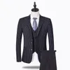 Herrenanzüge Klassiker Herren Streifen drei Stücke Blazer Slim Fit Wedding Hochzeit männlicher Bräutigam Smoking Anzug formelle Jacke Hose Weste Kostüm Homme