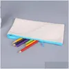 Bolsas de armazenamento sublimação em branco Canvas Zipper Lápis de lápis transferência de calor Diy Pintura bolsa Cosmética Droga Droga Home Dhhih