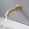 Badrumsvaskkranar borstade grå kran i väggbassäng mässing kran guld svart krom monterad pip toalett