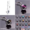 Keychains Lanyards 17pcset Solar System Set Planet Keyring Galaxy Neba Star Keychain Moon Earth Picture Double Side Glass Ball Ke DHZ7M