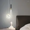 Pendelleuchten, kreative Nachttischlampe, moderner minimalistischer nordischer Raum, Schlafzimmer, Lese-LED-Licht, luxuriöser kleiner Kronleuchter