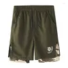 Men's Shorts IN Men Fashion Solid Two Camouflag Bandage Pockets Knee Length Trousers Pants Running Sweatpants Jogger