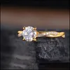 With Side Stones Women Inlay Zircon Alloy Ring Jewellery Crystal Rhinestone Plated Gold Lady Fashion Rings Mticolor Simplicity 2 8Hj Ot4Xv