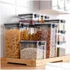 Opslagflessen potten 2/4 stks huisdier plastic containers transparante stapelbare droge doos keuken spaghetti noedels verzegelde druppel levering ho dh3jk