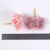 Fiori decorativi 6 pezzi Mini retrò pizzo rosa teste artificiali bouquet di foglie di peonia per ghirlanda nuziale decorazione del partito regalo fai da te