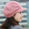 Berets Octagonal Hat Short Brim Skin-Touch Warm Women Thermal Ladies Retro Painter Costume Accessories