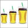 Drinkware Handle Custom Softball Pattern Iced Coffee Cup Sleeves Antidirty Insation Cold Kee återanvändbar och förkylning Drinkar Cups Drop Del Dhmms