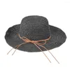 Chapéus largos Brim Raffia dobrável SUNHAT Mulheres de verão Sumshade Anti-UV Capuz coreano Baia feminina Viagem ao ar livre de protetor solar ao ar livre