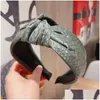 Hårtillbehör Kvinnlig band Bezel Wide Side Pu läder Hårband Solid färg Knutade pannband Hoop Turban Headbonad Drop Delivery PR DHMAJ